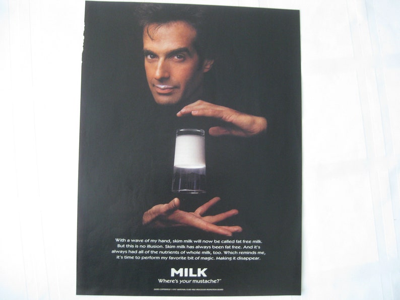 Got Milk advertisement magazine page from TIME magazine, August 1997 featuring David Copperfield. Collectible image 1