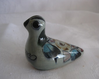 Mexican folk art Tonala, hand painted floral design dove, glazed ceramic. A promotional gift from Aeromexico airline. Collectible souvenir.