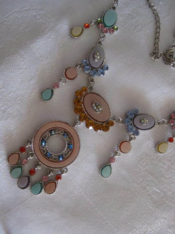 Multicolor statement necklace, symmetric, bright … - image 4