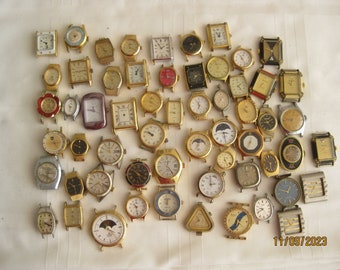 Ladies Watchs, no bands, for parts, jewelry making, multimedia art, other crafts. Lot of 20, all different.