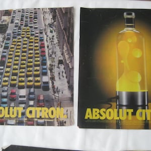 Absolute Vodka advertisment pages from magazines, 1980/90s&#39;, originals, not copies, lot of 5 different ads. Collectors, frame to display