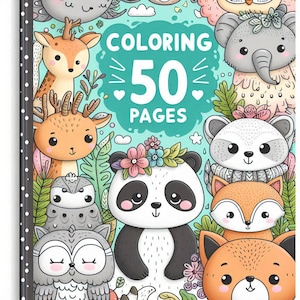 Adorable Animals Coloring Pages | 50 Pages | Kids Coloring Book | Animal Coloring Sheets | Instant Download | Printable PDF File.