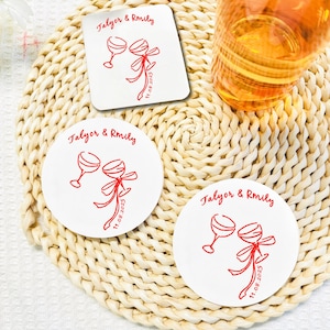 Personalized Wedding Coasters,Custom Printed Paper Coaster, Custom Wedding Coasters,Martini Wedding Paper Coasters, Bulk  Wedding Coasters