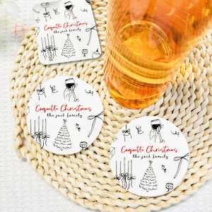 Custom Christmas  Coaster, Custom Coaster,Custom Wedding Paper Coaster,Custom Paper  Wedding Coasters, Christmas Party Decor,Christmas Gift