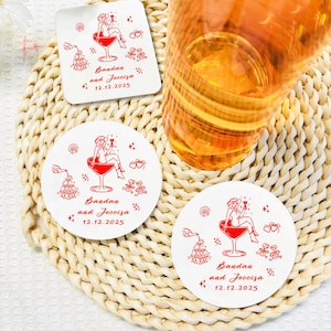 Wedding Favors,Custom Wedding Paper Coaster,Custom Wedding Coaster,Custom Coaster, Custom Gift, Wedding Gift, Bulk Wedding Favors for Guests