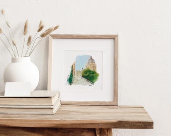 Oxford England Watercolor Art Print: Radcliffe Camera Giclee