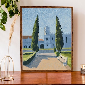Lisbon Portugal Travel Poster: Whimsical Jerónimos Monastery Art Print