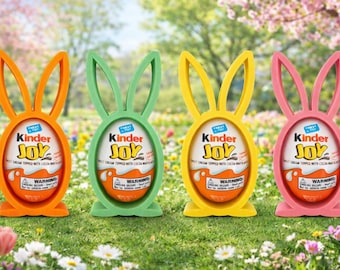 イースターバニー キンダージョイホルダー – 3Dプリントエッグスタンド – スプリングバスケットスタッファー – 再利用可能なキャンディエッグディスプレイ – 複数の色をご用意