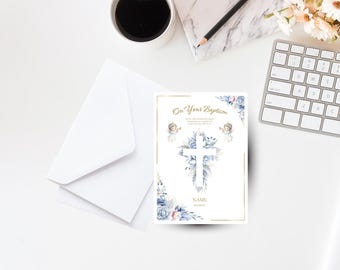 Personalized Baptism/Chrzest Święty Card - Keepsake, Cardstock 5x7 with Envelope