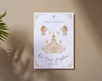 Personalized Baptism/Chrzest Święty Card - Keepsake, Cardstock 5x7 with Envelope