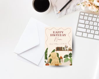 Birthday Card, Customizable, Books, 5x7 Greeting Card with Envelope