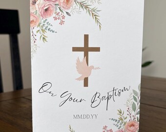 Personalized Baptism Card - Keepsake, Cardstock 5x7 with Envelope