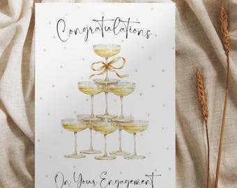 Engagement Congratulations Card, Celebrate, Cardstock 5x7 with Envelope
