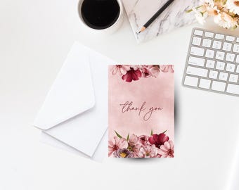 Thank You Card, 5x7 Greeting Card with Envelope, Customizable