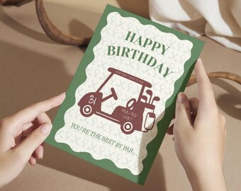 Golf Birthday Card, Customizable, 5x7 Greeting Card with Envelope