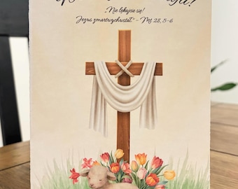 Religious Easter Card – He Is Risen, Polish English Greeting (5x7)