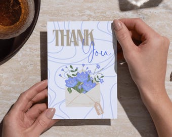 Personalized Thank You Card, 5x7 Greeting Card with Envelope, Customizable, Multiple Color Options