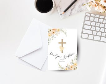 Personalized Baptism/Chrzest Święty Card - Keepsake, Cardstock 5x7 with Envelope
