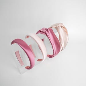 Pink Silk Satin Headband in Twist Knot & Padded Styles