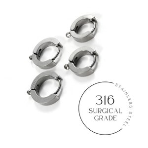 Huggie hoops with loop, Surgical stainless steel earring findings, Hypoallergenic jewelry making parts