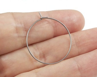 1 inch Stainless steel earring hoops 30pcs (15 pairs) Hypoallergenic