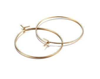 Gold stainless steel hoops 10pcs (5 pairs) - 3 size available