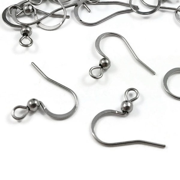 316 Surgical stainless steel ear wire, Flat french earring hooks, Hypoallergenic silver findings, Jewelry making