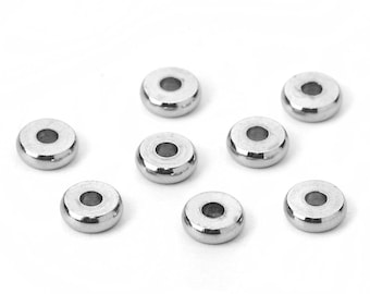 10 Stainless Steel Spacer Beads 4, 5, 6, 7, 8 or 10mm