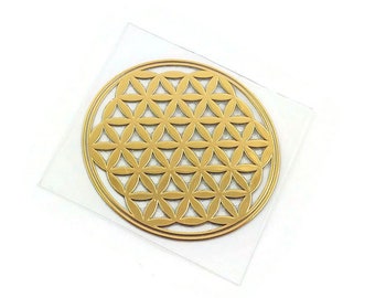 Flower of life gold sticker, Sacred geometry metal stickers