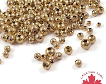 Gold stainless steel beads, 3mm, 4mm, 5mm, 6mm, Round metal spacer beads, Bulk jewelry making supplies