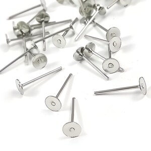 Earring stud posts, 4mm pad, silver. Nickel free, lead free and cadmium free