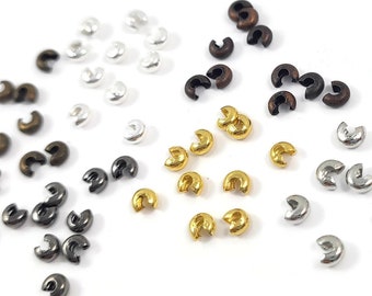 Crimp cover beads - Nickel, lead, and cadmium free - Hypoallergenic jewelry making findings - Cord ends