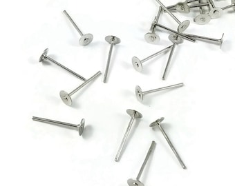 Earring stud posts, 4mm pad, silver. Nickel free, lead free and cadmium free