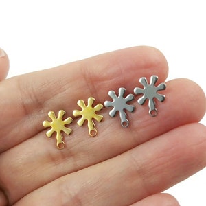 9mm flower ear studs with loop, Stainless steel earring posts, Hypoallergenic gold or silver jewelry findings