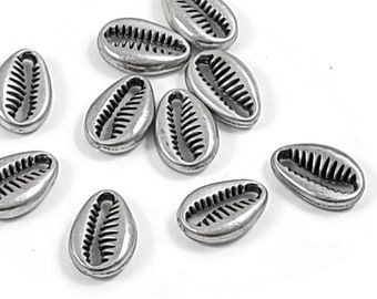 Cowrie shell connector charms, 12mm nickel free ocean pendants, Hypoallergenic nautical jewelry making