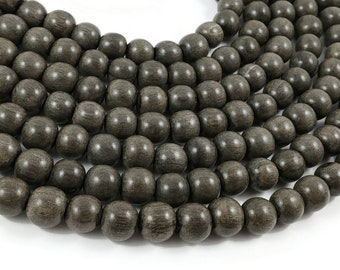 Perles de bois gris taupes rondes de 6mm, 8mm ou 10mm