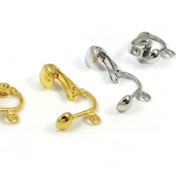 Ball clip on earring findings with loop, Hypoallergenic nickel free jewelry making supplies