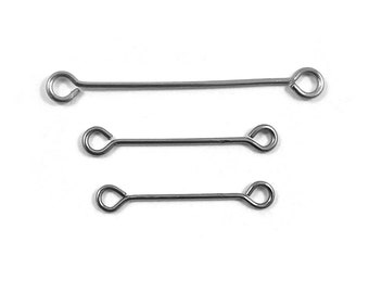 50 Stainless steel double sided eyepins - 19, 21 or 30mm - Hypoallergenic jewelry findings