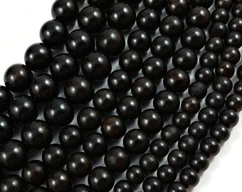 Ebony beads 6mm, 8mm - Natural Mala Wooden Beads