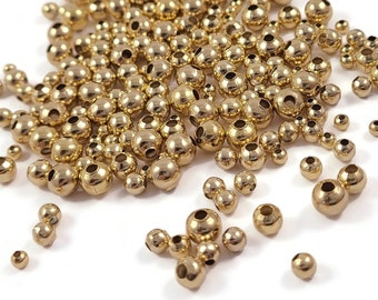 Gold stainless steel beads, 3mm, 4mm, 5mm, 6mm, Round metal spacer beads, Bulk jewelry making supplies