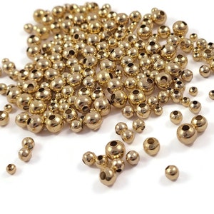 Gold stainless steel beads, 3mm, 4mm, 5mm, 6mm, Round metal spacer beads, Bulk jewelry making supplies