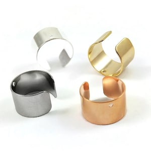 2 Ear cuff with hole, Stainless steel earring findings, Clip on findings for jewelry making, Silver, Gold, Rose gold