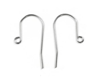 Surgical stainless steel hooks, Minimalist earring findings, Hypoallergenic silver earwire, Jewelry making