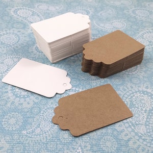 50 Rectangle gift tags - 2 inches blank paper tags - White, kraft