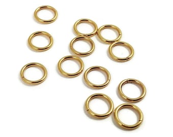 50pcs stainless steel jump rings - 18K gold plated jumpring - 4mm, 5mm, 6mm or 8mm - Jewelry making findings