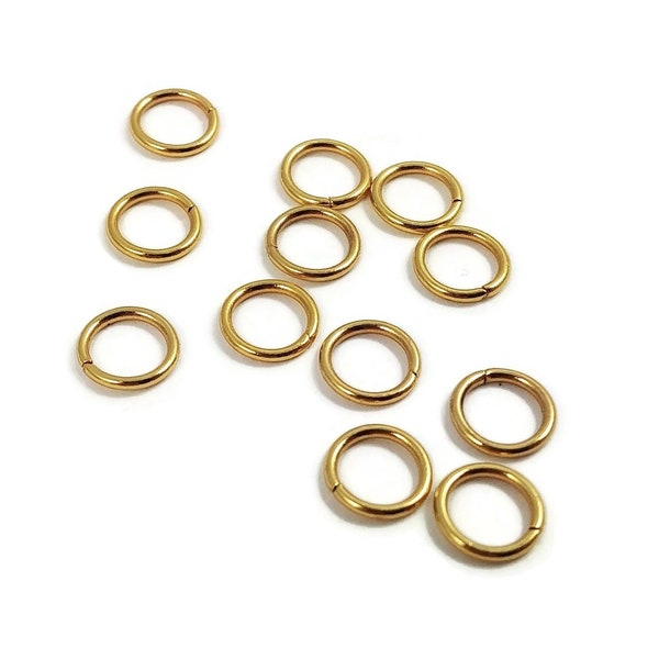 50pcs stainless steel jump rings - 18K gold plated jumpring - 4mm, 5mm, 6mm or 8mm - Jewelry making findings