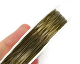 Golden stainless steel wire - Tiger tail beading cord findings - Necklace, bracelet, jewelry making supplies