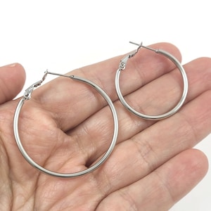 Stainless steel hoops - 30mm, 40mm, 50mm, 60mm - Hypoallergenic nickel-free earring findings