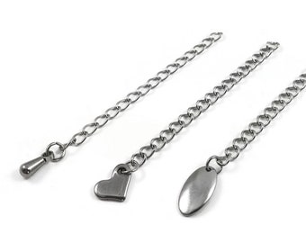 Stainless steel extension jewelry chains - Tail extender 60mm with charm - Jewelry findings