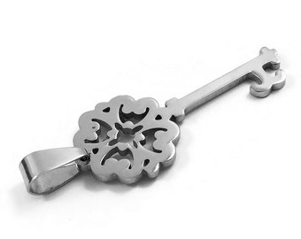 1 Key pendant stainless steel 38mm charm